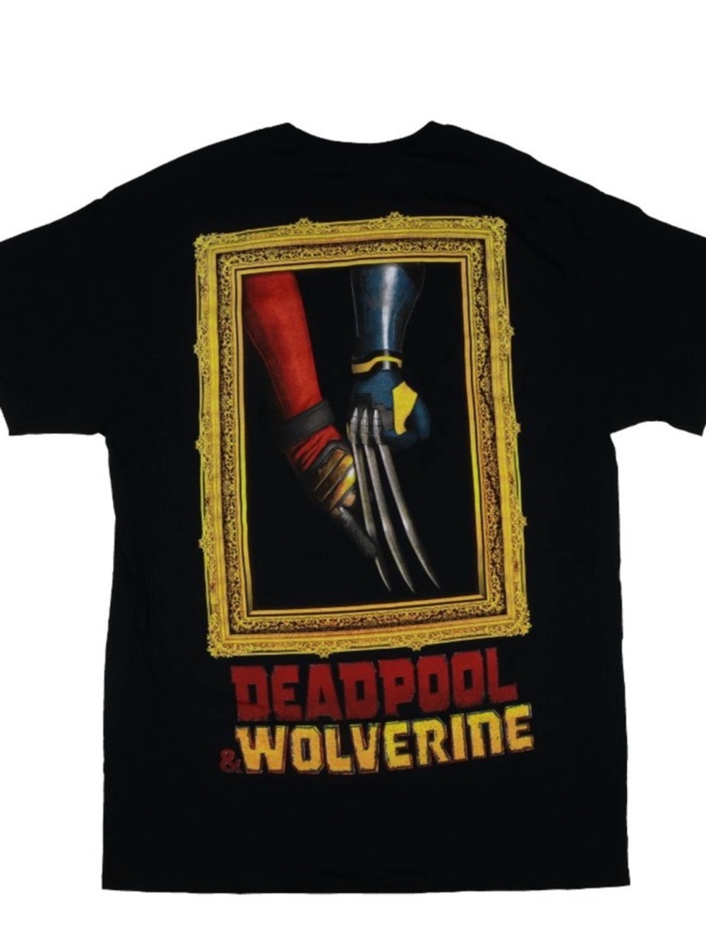 Marvel Deadpool & Wolverine Graphic Tee Size Large Black Front‎ & Back Print NWT